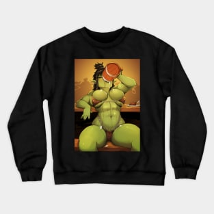 orc girl drinking beer Crewneck Sweatshirt